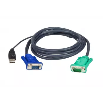 ATEN USB KVM kabelis 3m, VGA, melns