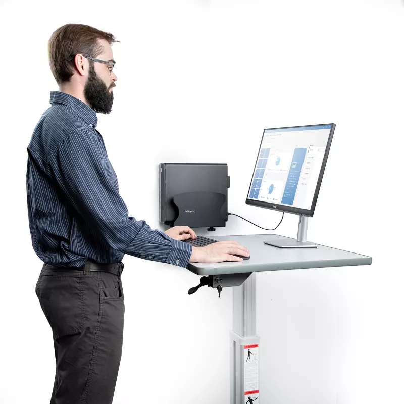 StarTech.com PC sienas stiprinājums, atbalsta galddatorus līdz 18 kg, bezinstrumentu regulēšana 50-200 mm, izturīgs plaukts/turētājs datora korpusam