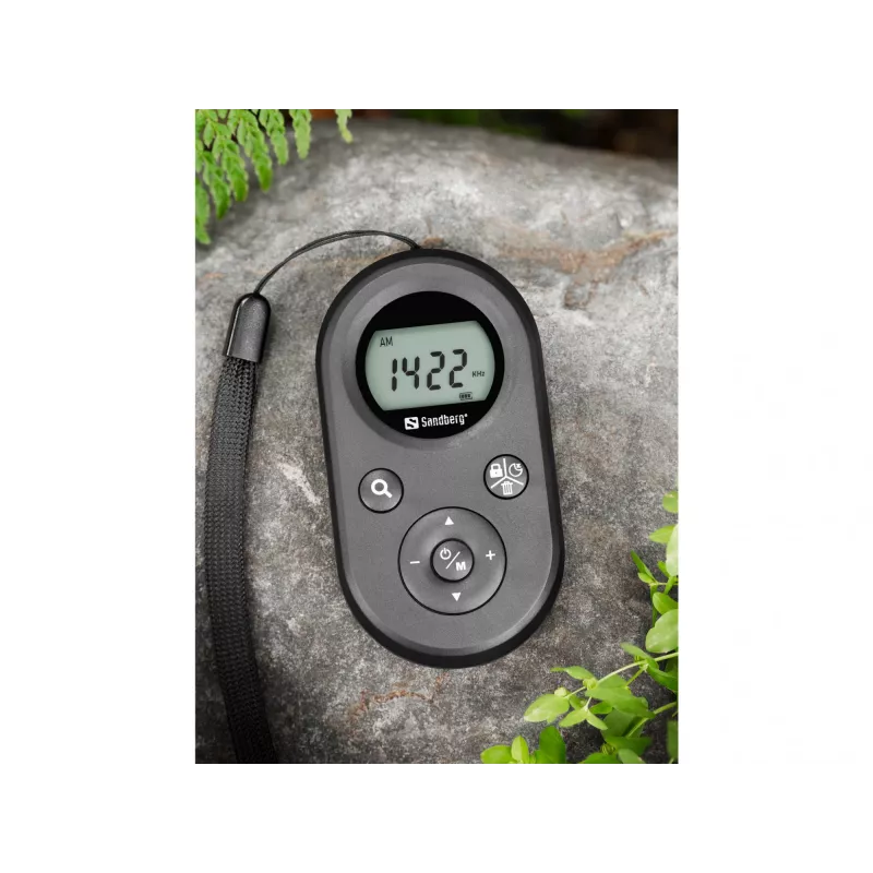 Sandberg 421-02 kabatas radio FM+AM Recharge, FM 76–108 MHz, AM 522–1710 kHz, 500 mAh akumulators, displejs, ar austiņām