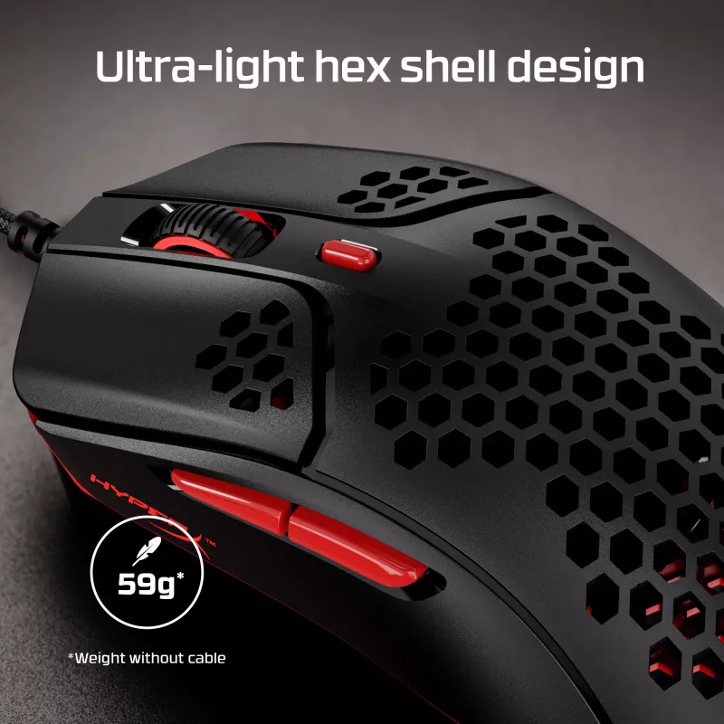 HyperX Pulsefire Haste - Gaming Pele (Melnā-Sarkanā)