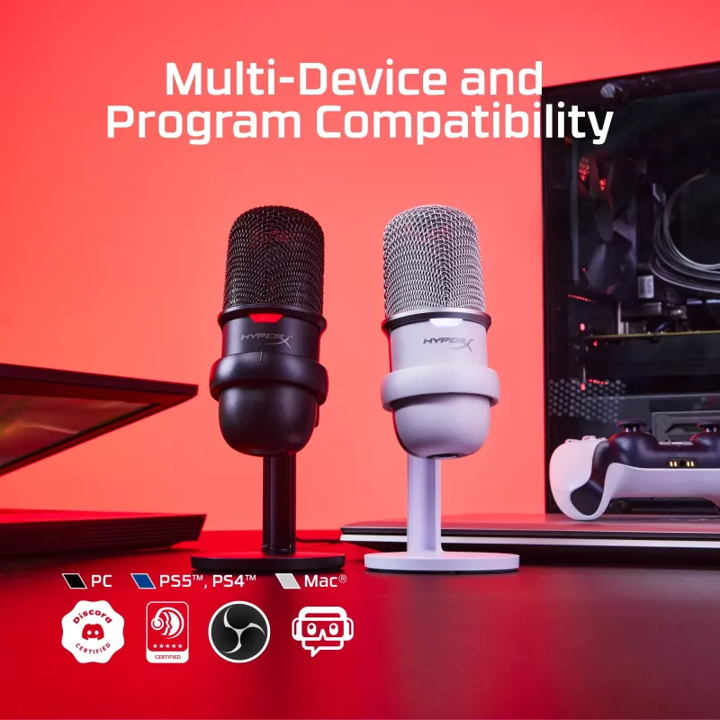 HyperX SoloCast USB mikrofons (Balts)