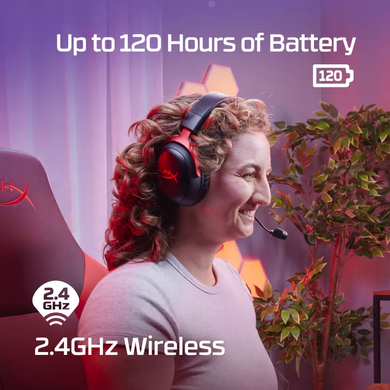 HyperX Cloud III Wireless - Bezvadu spēļu austiņas, Melna; Sarkana