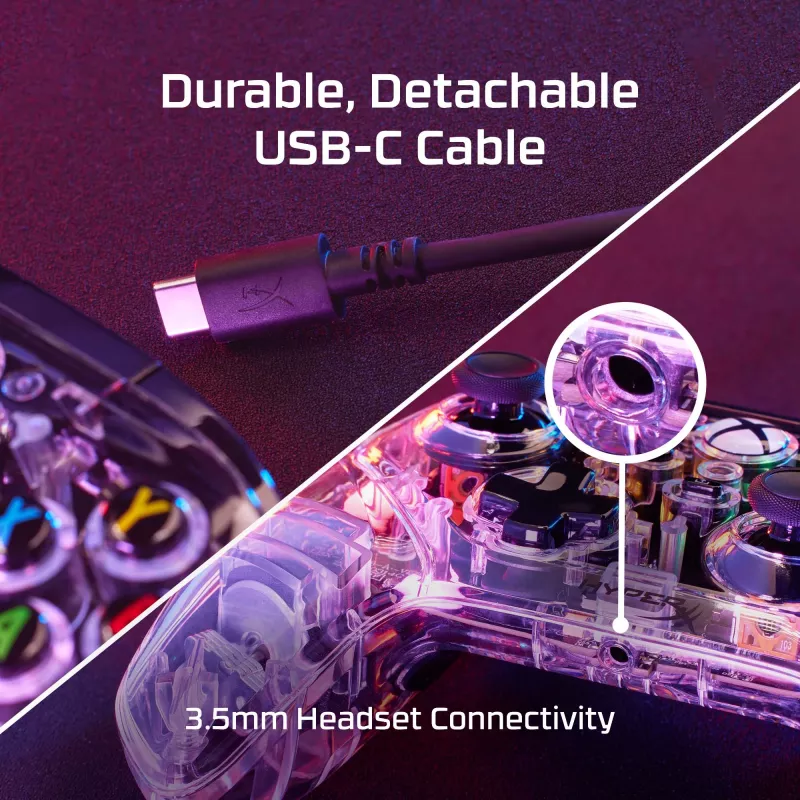 HyperX Clutch Gladiate - Vadu spēļu kontrolieris RGB - Xbox, Caurspīdīgs