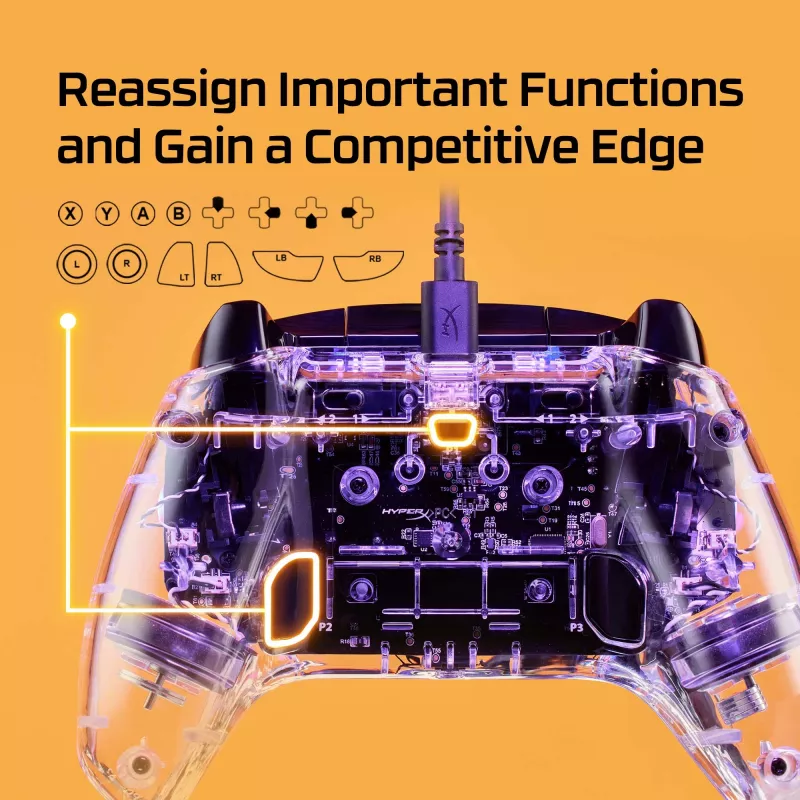 HyperX Clutch Gladiate - Vadu spēļu kontrolieris RGB - Xbox, Caurspīdīgs