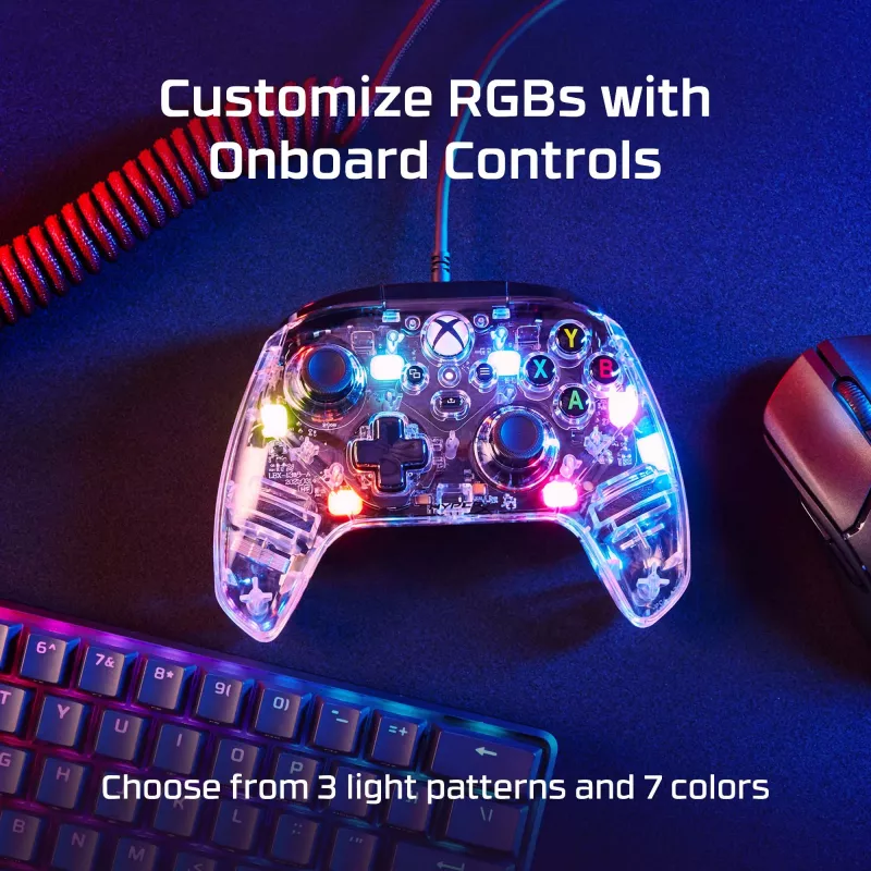 HyperX Clutch Gladiate - Vadu spēļu kontrolieris RGB - Xbox, Caurspīdīgs
