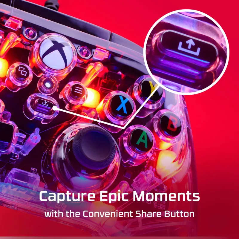 HyperX Clutch Gladiate - Vadu spēļu kontrolieris RGB - Xbox, Caurspīdīgs