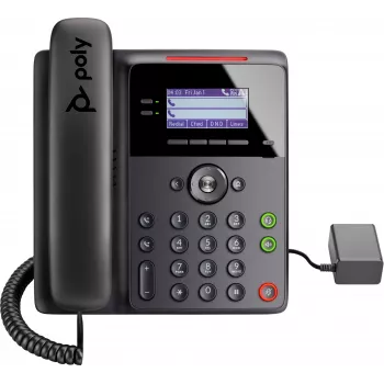 IP telefons Poly Edge B20 — 2 līnijas, PoE, LCD 2.8 collas (7.11 cm), Gigabit Ethernet, vadu klausule, melns