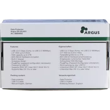 Ārējais cietā diska korpuss Inter-Tech GD-25LK01 Alumīnijs Melns 2.5 collas