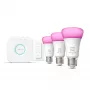 Philips Hue White and Colour Ambience Starter komplekts – 3× E27 11W spuldzes, Bluetooth/Zigbee, dimmeris