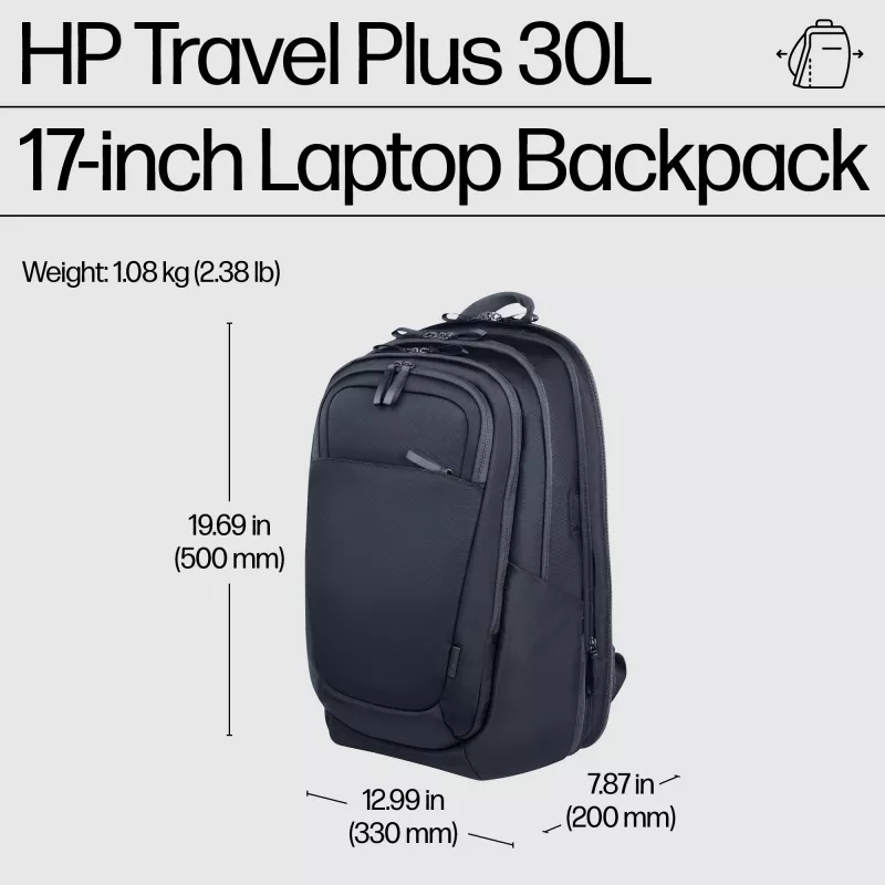 HP Travel Plus 30L 17 collu mugursoma klēpjdatoram