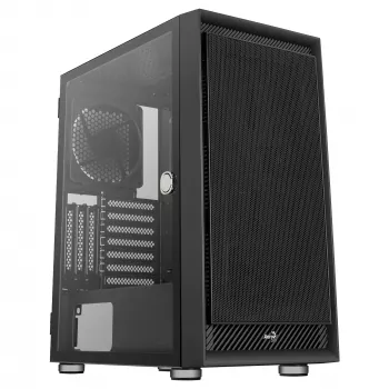 Aerocool Graphite v1 Mid Tower datora korpuss ar rūdīta stikla sānu sienu, melns