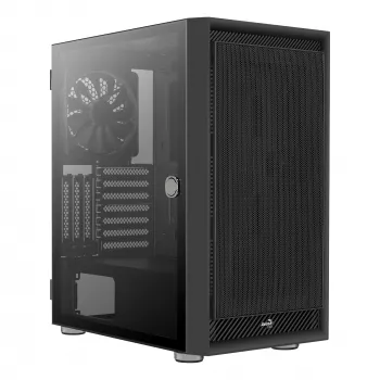 Aerocool Graphite v1 Mid Tower datora korpuss ar rūdīta stikla sānu sienu, melns