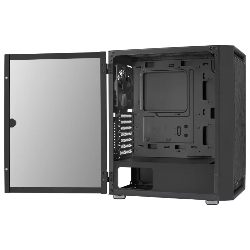 Aerocool Graphite v1 Mid Tower datora korpuss ar rūdīta stikla sānu sienu, melns