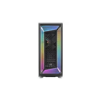 Korpusa dators AEROCOOL Interstellar Midi Tower Melns — ATX, atbalsta līdz 362 mm GPU, 163 mm CPU dzesētāju, 3x120/360 mm priekšējo radiatoru