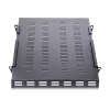 StarTech.com ADJSHELFHDV 1U regulējams ventilējams servera statņa plaukts, pastiprināts, 150 kg, regulējams uzstādīšanas dziļums 49,5–97,4 cm (19,5–38 collas), 19 collu, melns