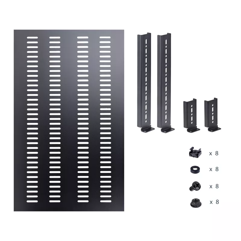 StarTech.com ADJSHELFHDV 1U regulējams ventilējams servera statņa plaukts, pastiprināts, 150 kg, regulējams uzstādīšanas dziļums 49,5–97,4 cm (19,5–38 collas), 19 collu, melns
