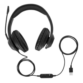 Targus AEH102GL vadu austiņas/mikrofons Galvas saite Zvanīšana/Mūzika USB Type-A Melns