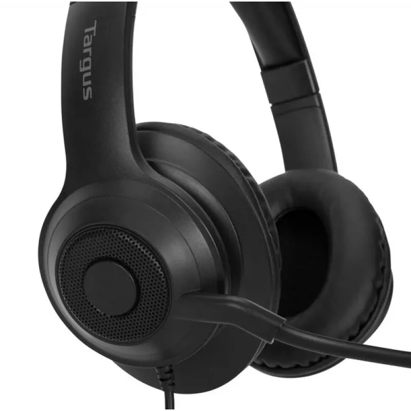 Targus AEH102GL vadu austiņas/mikrofons Galvas saite Zvanīšana/Mūzika USB Type-A Melns
