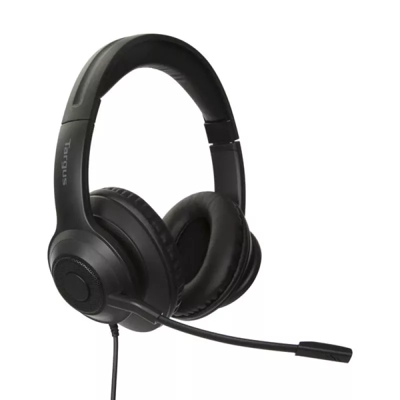 Targus AEH102GL vadu austiņas/mikrofons Galvas saite Zvanīšana/Mūzika USB Type-A Melns