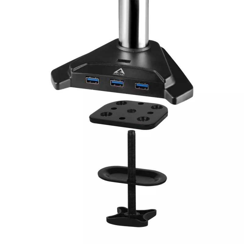 ARCTIC Z2-3D Gen 3 divu monitoru roka ar gāzes atsperi, skava, 8 kg, 73,7 cm (29 collas), 86,4 cm (34 collas), 100 x 100 mm, Melna