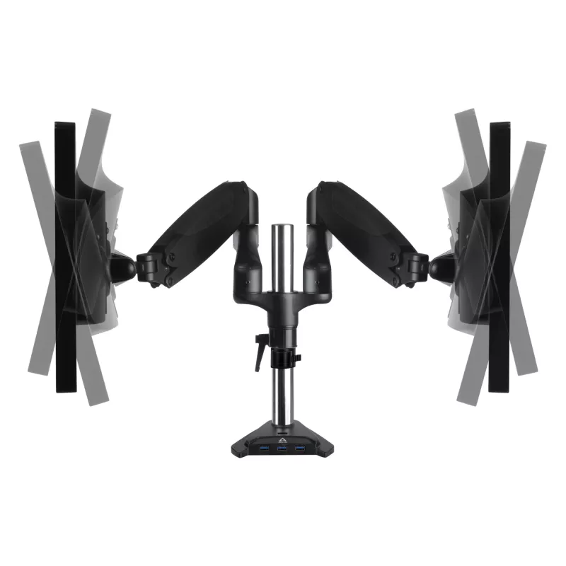 ARCTIC Z2-3D Gen 3 divu monitoru roka ar gāzes atsperi, skava, 8 kg, 73,7 cm (29 collas), 86,4 cm (34 collas), 100 x 100 mm, Melna