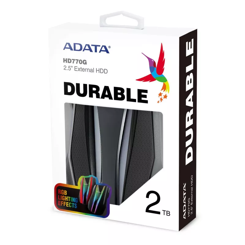 Ārējais cietais disks ADATA HD770G 2TB 2,5 collas USB 3.2 Gen 1 Melns, triecienizturīgs, barojas no USB