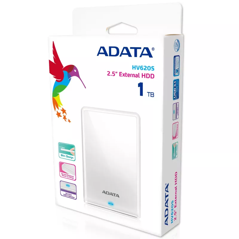 ADATA AHV620S-1TU3-CWH ārējais cietais disks 1 TB 2,5 collu Micro-USB B 3.2 Gen 1 balts