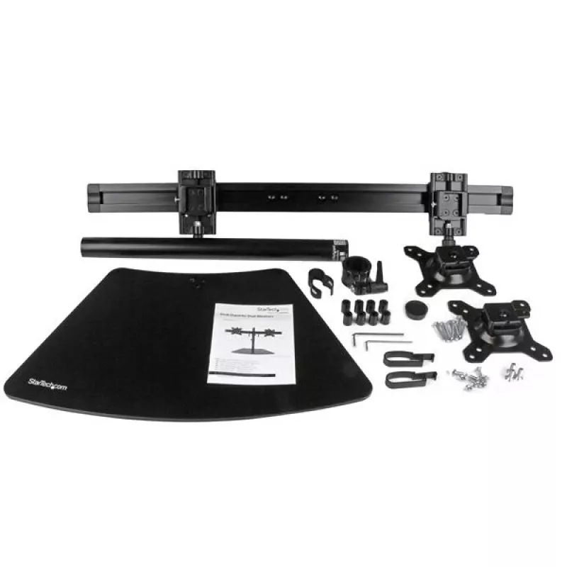 StarTech.com Divu monitoru statīvs - Horizontāls - Melns, Brīvi stāvošs, 8 kg, 61 cm (24 collas), 100 x 100 mm, Augstuma regulēšana, Melns