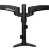 StarTech.com ARMDUAL divu monitoru šarnīru turētājs, galda/caurumā stiprināms, regulējams augstums, kabeļu vadība, 12–24 collas, VESA 75x75/100x100, melns