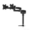 StarTech.com ARMDUAL divu monitoru šarnīru turētājs, galda/caurumā stiprināms, regulējams augstums, kabeļu vadība, 12–24 collas, VESA 75x75/100x100, melns