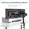 StarTech.com ARMDUAL divu monitoru šarnīru turētājs, galda/caurumā stiprināms, regulējams augstums, kabeļu vadība, 12–24 collas, VESA 75x75/100x100, melns