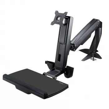 StarTech.com Pārvietojamais monitors ar tastatūras paplāti - Galda stiprinājums regulējamai sēdus-stāvus darba stacijai vienam 34 collu VESA monitoram - Ergonomisks artikulējošs pārveidotājs