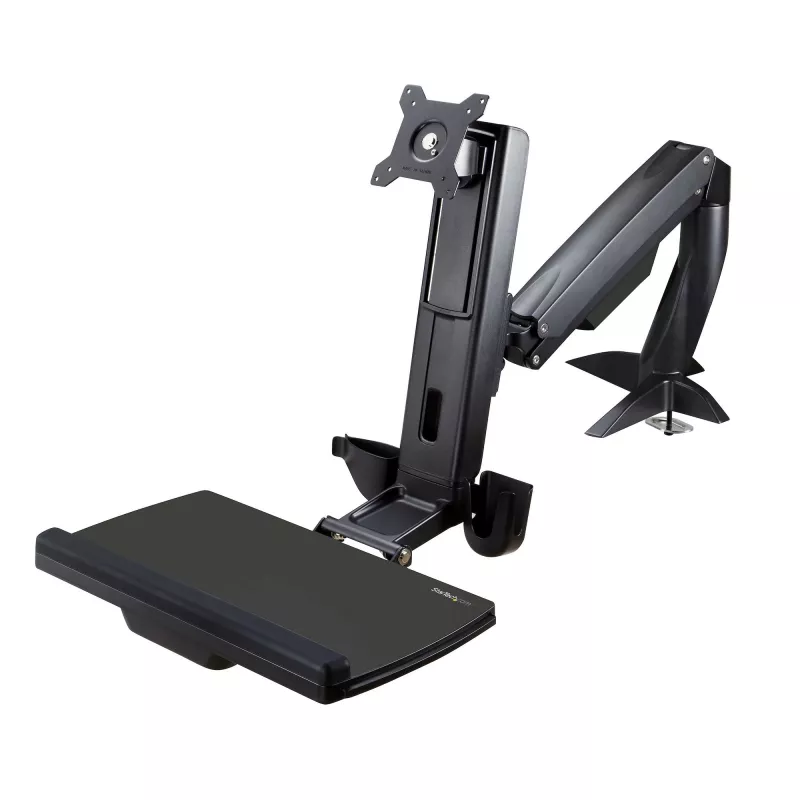StarTech.com Pārvietojamais monitors ar tastatūras paplāti - Galda stiprinājums regulējamai sēdus-stāvus darba stacijai vienam 34 collu VESA monitoram - Ergonomisks artikulējošs pārveidotājs