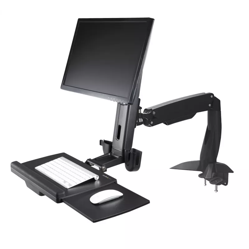 StarTech.com Pārvietojamais monitors ar tastatūras paplāti - Galda stiprinājums regulējamai sēdus-stāvus darba stacijai vienam 34 collu VESA monitoram - Ergonomisks artikulējošs pārveidotājs