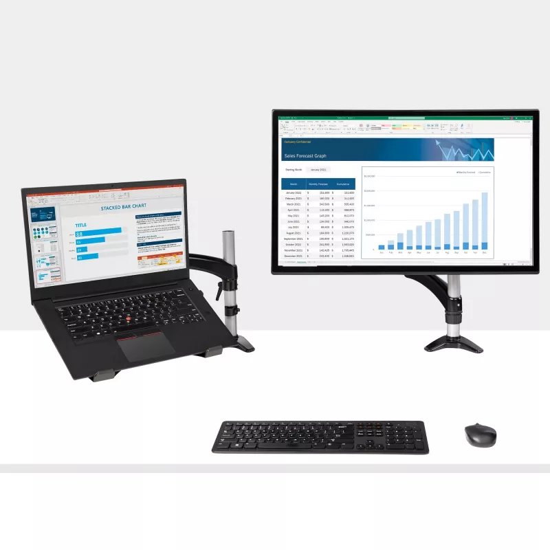 StarTech.com Galda stiprinājuma klēpjdatora roka - pilnas kustības artikulējoša roka klēpjdatoram vai vienam 34 collu monitoram - VESA montāžas klēpjdatora paliktnis - ergonomisks regulējams piezīmjdatora statīvs - skrūvspīļu stiprinājums