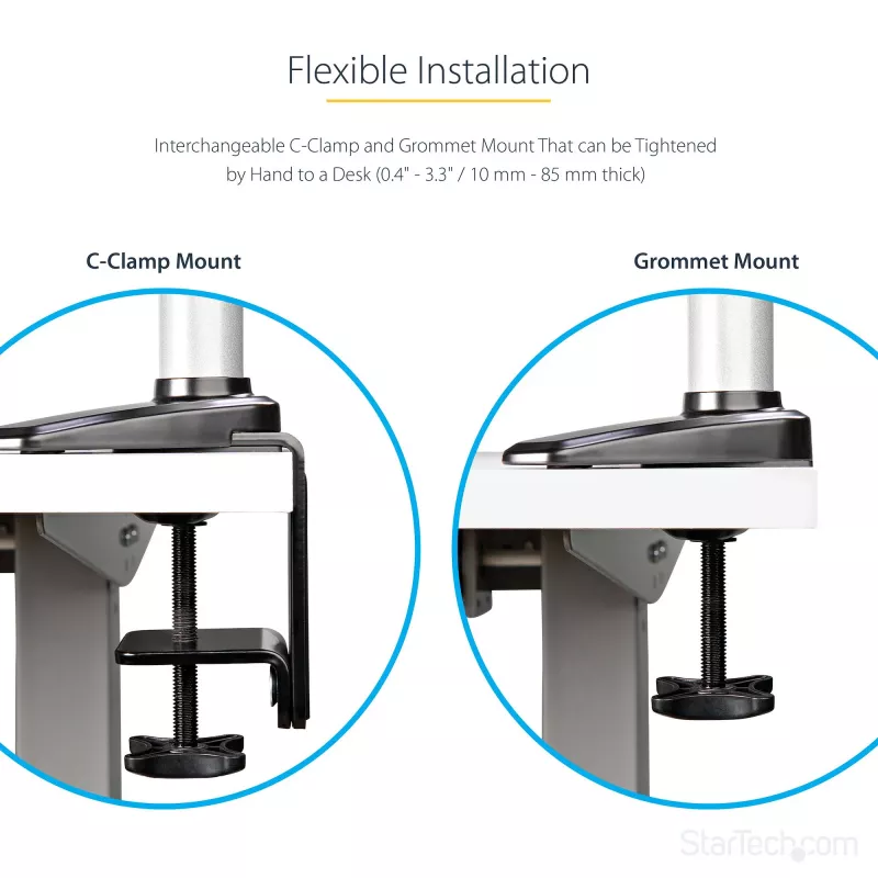 StarTech.com Galda stiprinājuma klēpjdatora roka - pilnas kustības artikulējoša roka klēpjdatoram vai vienam 34 collu monitoram - VESA montāžas klēpjdatora paliktnis - ergonomisks regulējams piezīmjdatora statīvs - skrūvspīļu stiprinājums