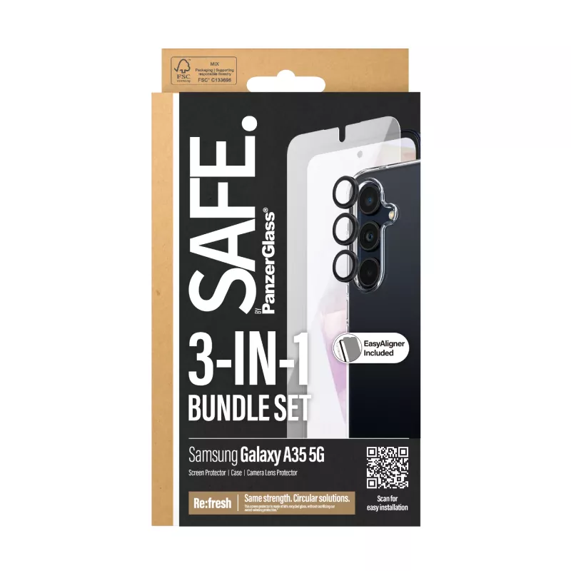 PanzerGlass SAFE. by ® 3-in-1 Aizsardzības komplekts Samsung Galaxy A35 5G