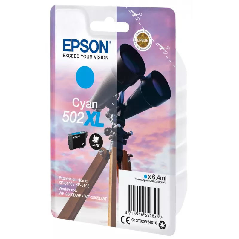 Epson oriģinālā tinte 502XL Cyan (augstas ietilpības) – 6.4 ml, 470 lpp.