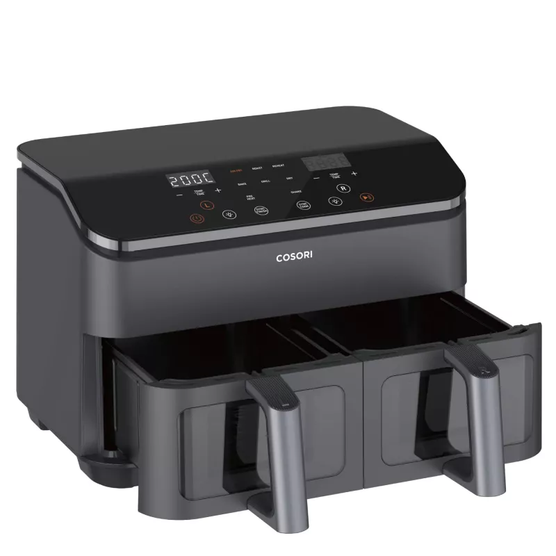 Cosori Dual Basket Chef Edition Divu grozu 8.5 L 1750 W Karstā gaisa fritieris Melns, Sudrabs