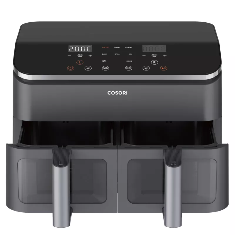 Cosori Dual Basket Chef Edition Divu grozu 8.5 L 1750 W Karstā gaisa fritieris Melns, Sudrabs