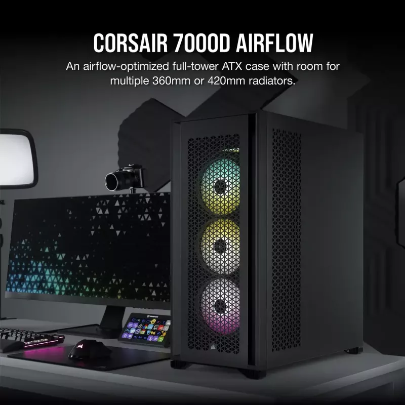 PC korpuss Corsair 7000D Airflow Full Tower Melns