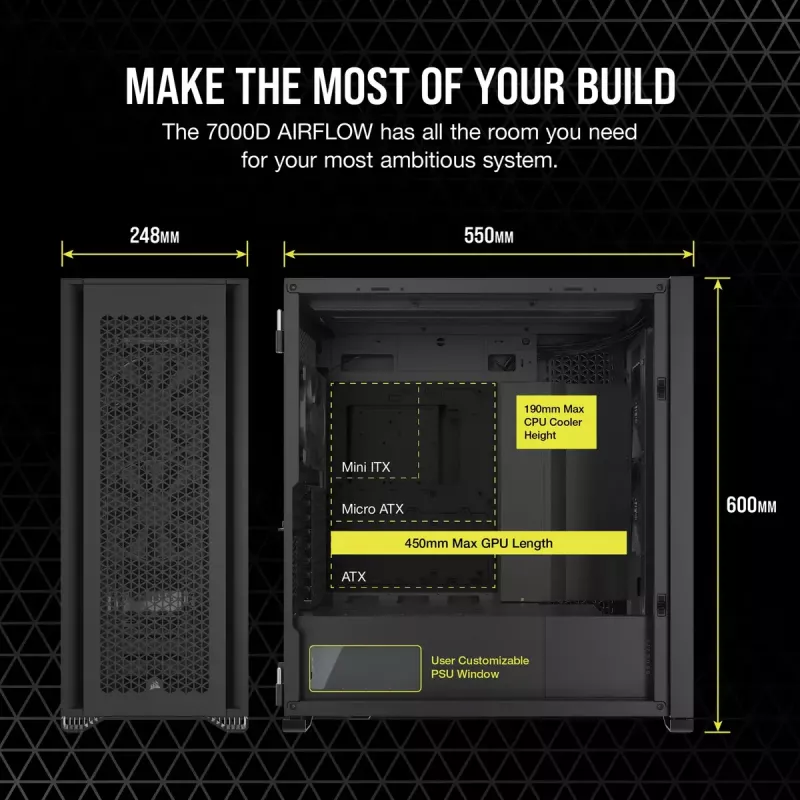 PC korpuss Corsair 7000D Airflow Full Tower Melns
