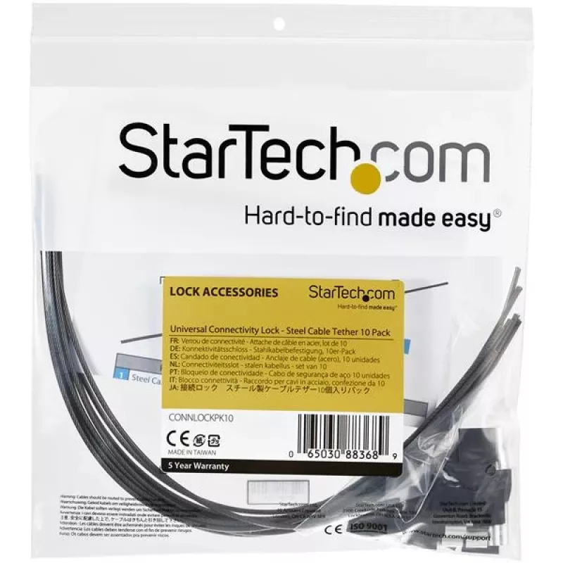StarTech.com 10 gab. drošības troses adapteriem un dongļiem - universāla adaptera trosīte - regulējama garuma pretzādzības trosīšu komplekts - tērauds