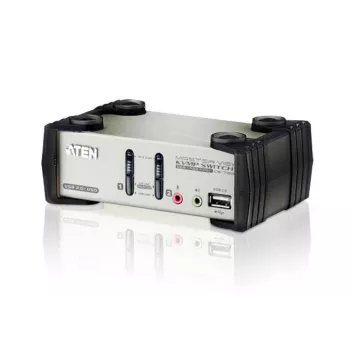 ATEN 2-Port USB - PS/2 VGA KVM slēdzis ar audio un USB 2.0 centrmezglu (KVM kabeļi iekļauti)