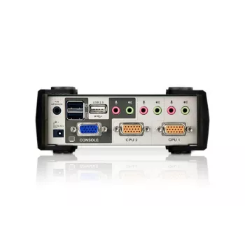 ATEN 2-Port USB - PS/2 VGA KVM slēdzis ar audio un USB 2.0 centrmezglu (KVM kabeļi iekļauti)