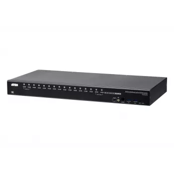 ATEN CS19216 16-Port USB 3.0 4K DisplayPort KVM Slēdzis, 4096 x 2160 pikseļi, 4K Ultra HD, 26.66 W, Melns