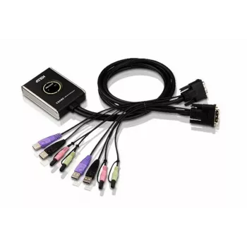 ATEN 2-Port USB DVI KVM Slēdzis ar Audio, 1920 x 1200 pikseļi, WUXGA, 1.9 W, Melns