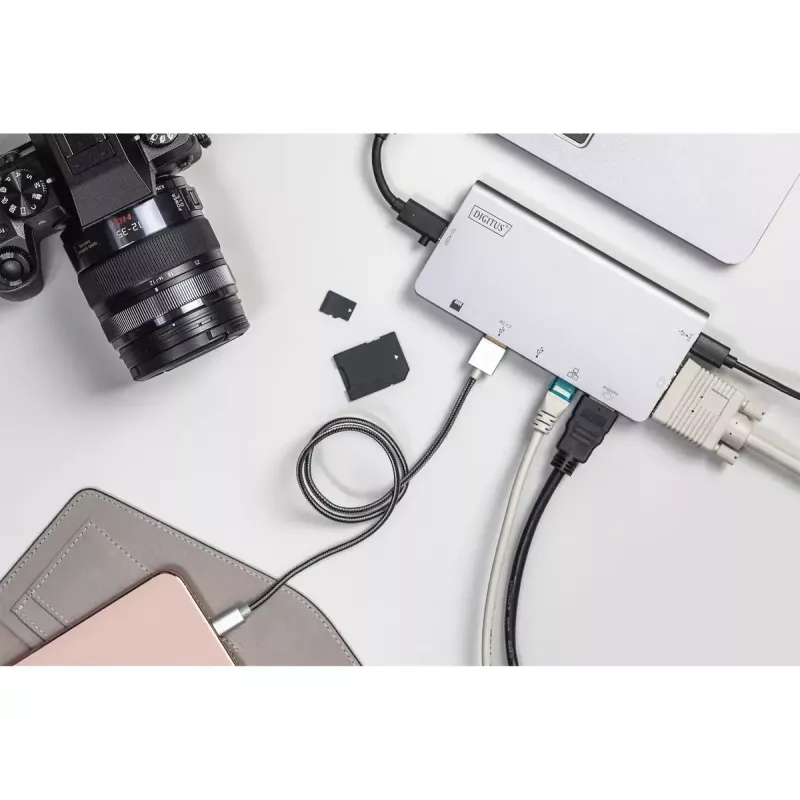 USB-C daudzportu ceļojumu dokstacija Digitus DA-70877