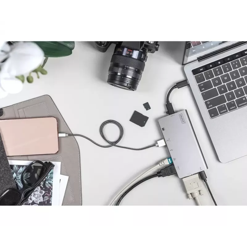 USB-C daudzportu ceļojumu dokstacija Digitus DA-70877