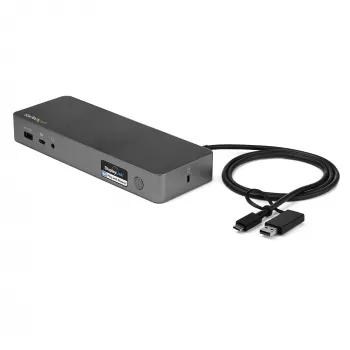 StarTech.com Universāla klēpjdatora dokstacija, hibrīda USB-C & USB-A, divi 4K DP & HDMI, 60W PD, Mac / Windows / Chrome OS, 4x USB 5Gbps centrmezgls, GbE